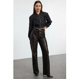 Trendyol Brown Leopard Foil Printed High Waist Wide Leg Jeans | Shoptok.si