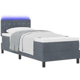 vidaXL Box Spring postelja z vzmetnico in LED svetlobo temno siva 80x200 cm iz žameta, (22050888) | Shoptok.si