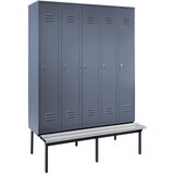 Wolf Garderobna omara s klopjo, vrata s polno steno, širina razdelka 300 mm, 5 razdelkov, modro siva | Shoptok.si