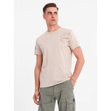 Ombre Men's military style printed cotton t-shirt - beige | shoptok.hr