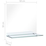  Zidno ogledalo s policom 50 x 50 cm od kaljenog stakla | shoptok.hr