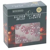 Božična dekoracija LED srebrna žica 3D 4 okraski 20 LED toplo bela