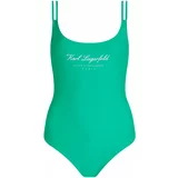 Karl Lagerfeld Jednodijelni kupaći kostim 'Hotel' zelena / bijela