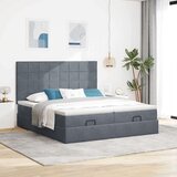 vidaXL Otomanski posteljni okvir z vzmetnicami siv 180x200cm žamet | Shoptok.si