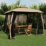 vidaXL Paviljon z dvojno streho, mrežnimi stenami taupe 2,93x2,93 m | Shoptok.si
