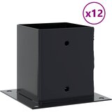  Postolja za stupove kvadratna 12 kom čelik presvučen prahom Antracitno siva 121 x 121 mm | Shoptok.si