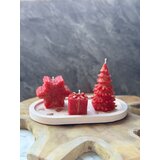 Aberto Design set božićnih sveća na tacni christmas 5, 3 komada, crveno-beli Cene