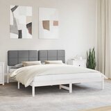 vidaXL Posteljni okvir z oblazinjenim vzglavjem Svetlo siva | Shoptok.si