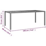  9-dijelni vrtni blagovaonski set s jastucima crni od poliratana Crna 190 x 90 x 75 cm | shoptok.hr