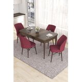 Hanah home trpezarijski set Eva, sto na razvlačenje i 4 stolice, ploča u dekoru drveta Baroque, bordo tkanina Babyface | Eponuda.com