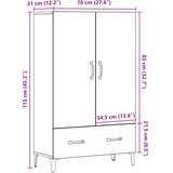  Visoka ploča staro drvo 70x31x115 cm konstruirano drvo | shoptok.hr