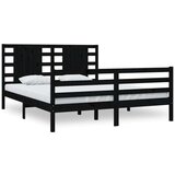  Posteljni okvir črn iz trdne borovine 200x200 cm, (21073601) | Shoptok.si