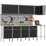  Set radnih ormarića s ladicama s policom 12 kom. Crna i Siva | shoptok.hr