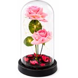 Eternal Roses in Dome with LED Lighting and Rose Petals Pink 21x11cm | shoptok.hr