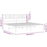  Metalni okvir za krevet s uzglavljem crni 193x203 cm | shoptok.hr