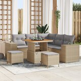 vidaXL 8-dijelni set vrtnih sofa s jastučićima, bež poly ratan, akacija | shoptok.hr