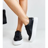 Gemre Black leather sneakers with thick soles Attia | Shoptok.si