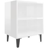 The Living Store Nočna omarica s kovinskimi nogami visok sijaj bela 40x30x50 cm - Nočna Omarica, (21420959) | Shoptok.si