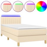 Maison Chic Box spring postelja - Vzmetna postelja z vzmetnico LED krem 80x200 cm blago SL8757, (21904519) | Shoptok.si