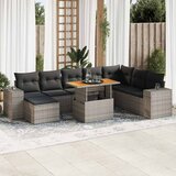vidaXL 9-dijelni set vrtnih sofa poliratan i bagrem s jastucima sivi Cijene