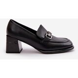 VINCEZA Elegant Leather Women's Heeled Shoes Black 91116 | shoptok.hr