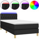  Box spring s madracem LED crni 90x200 cm od tkanine | shoptok.hr