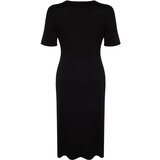 Trendyol Curve Black V Neck Pleated Knitted Dress | ePonuda.com