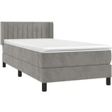 Box spring postelja z vzmetnico svetlo siva 90x200 cm žamet, (20723446) | Shoptok.si