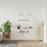  Zidna penjalica za mačke sa stupom za grebanje siva 153 cm | shoptok.hr