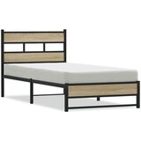 vidaXL Kovinski posteljni okvir brez vzmetnice sonoma hrast 80x200 cm | Shoptok.si