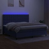 Krevet box spring s madracem LED plavi 200x200 cm od tkanine | shoptok.hr