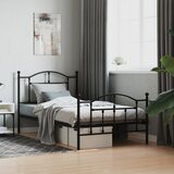 vidaXL Kovinski posteljni okvir z vzglavjem in vznožjem črn 100x190 cm | Shoptok.si