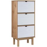 Maison Chic Omarica za obutev - Kopa za čevlje OTTA s 3 predali rjava in bela trdna borovina, (21776431) | Shoptok.si