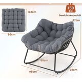  Gugalni stol z debelo in odstranljivo blazino, velik gugalni stol, sproščujoč stol - sive barve | Shoptok.si