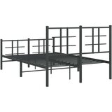 Metalni Kovinski posteljni okvir z vzglavjem in vznožjem črn 120x200 cm | Shoptok.si