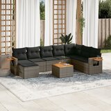 Maison Chic Seti vrtnega pohištva - Vrtna garnitura - Vrtni pohištvo set 9-delna z blazinami siv poli ratan, (21797060) | Shoptok.si