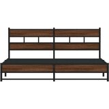 Metalni Kovinski posteljni okvir brez vzmetnice rjavi hrast 193x203 cm, (21608985) | Shoptok.si