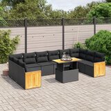 Maison Chic Seti vrtnega pohištva - Vrtna garnitura - Vrtni pohištvo set 11-delna z blazinami črn poli ratan, (21815044) | Shoptok.si