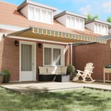vidaXL Ručna uvlačna tenda Zelena i Žuta 450x300 cm, Tenda zamjenska tkanina za okvir 4.5x3 m Zelena i Žuta | shoptok.hr