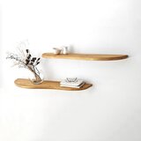 Kalune Design Police u setu 2 kom od punog hrasta u prirodnoj boji 100 cm Wavy – | shoptok.hr