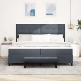  Krevet s kutijom s madracem i klupom tamno sivi 200x200 cm od baršuna | shoptok.hr