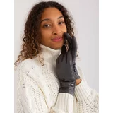 Fashion Hunters Dark grey elegant gloves with button