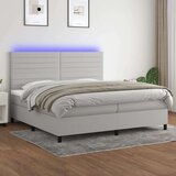  Box spring postelja z vzmetnico LED sv. siva 200x200 cm blago, (20929812) Cene