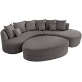 Livetastic Wohnlandschaft inkl. Hocker, rebrasti žamet siva | Shoptok.si