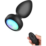 svetleč, radijsko voden, baterijski analni vibrator (črn)