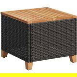 vidaXL Vrtni stol crni 45 x 45 x 37 cm od poliratana i bagremovog drva | shoptok.hr