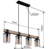  Brilagi - Visilica na sajli VISTA 4xE27/60W/230V hrast | Eponuda.com