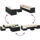  8-dijelna vrtna garnitura od poliratana s jastucima crna | shoptok.hr