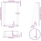  Noge za blagovaonski stol U-oblik 2 kom Bijele 60 x (72-73) cm Čelik | shoptok.hr