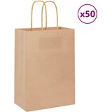 vidaXL Papirnate vrećice 50 kom s ručkama smeđe 15x8x21 cm Cijene